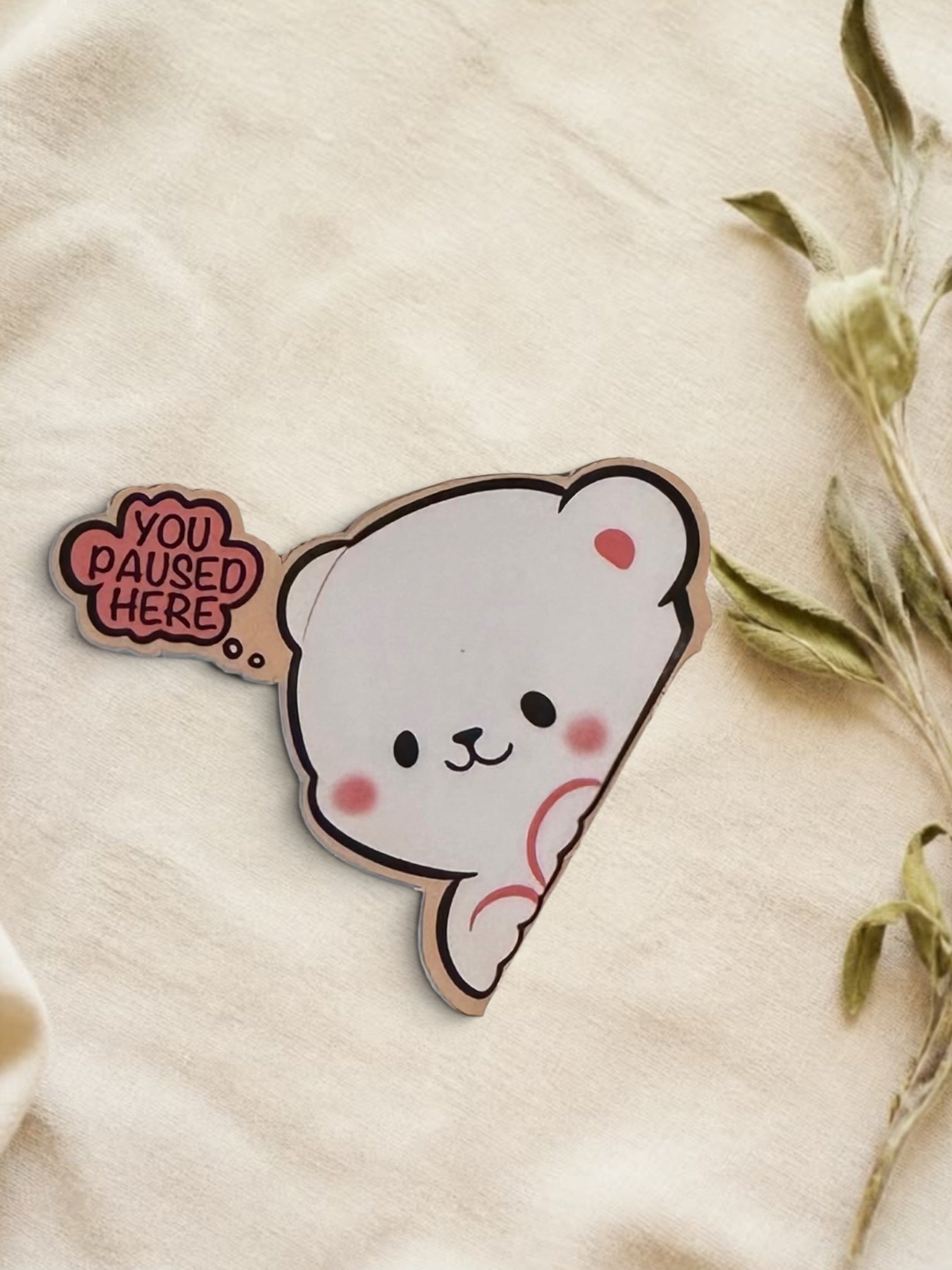 White Cute Bear Magnetic Bookmark