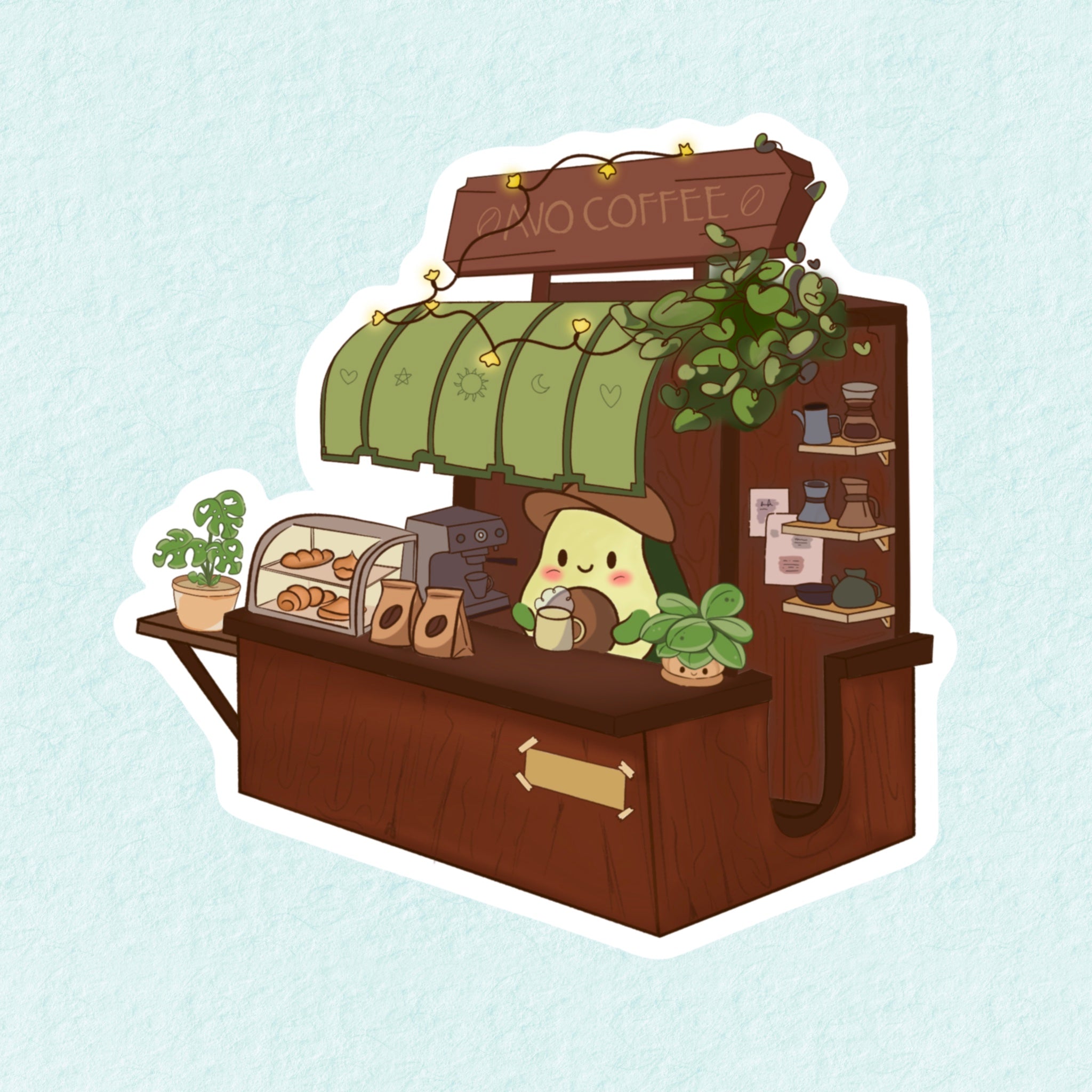 Avo Coffee die cut sticker sheet